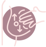 Breast self-examination icon - check in an upwards and downwards motion